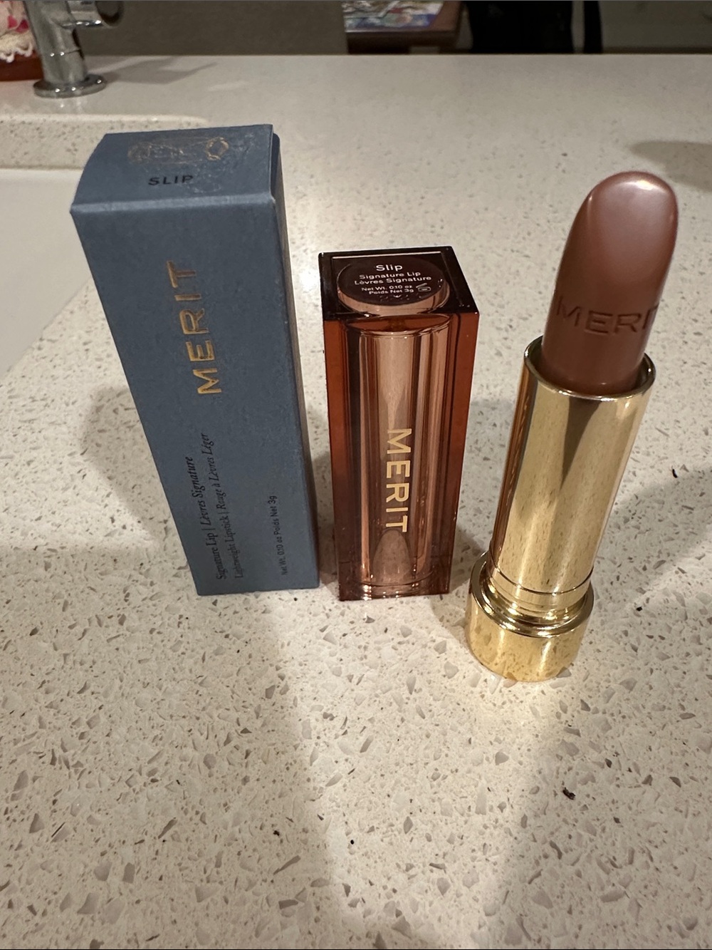 NIB Merit Signature Lip Lightweight Lipstick — Nude Brown in shade Slip